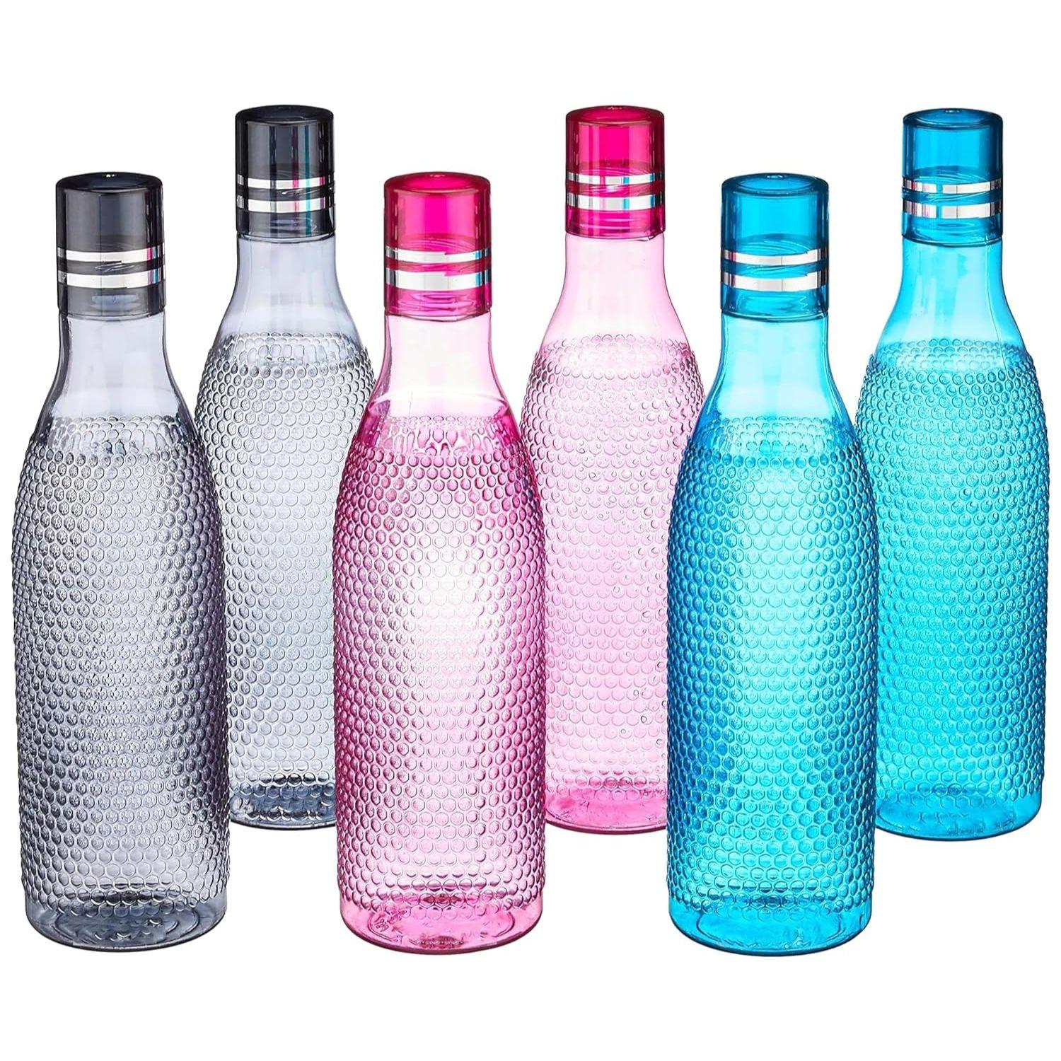 

Unbreakable Plastic Water Bottle I Leak Proof I BPA Free Food Grade Fridge Water Bottle I Ideal for Gym, 1 Litre Each, Set of 6, Assorted Set of 6