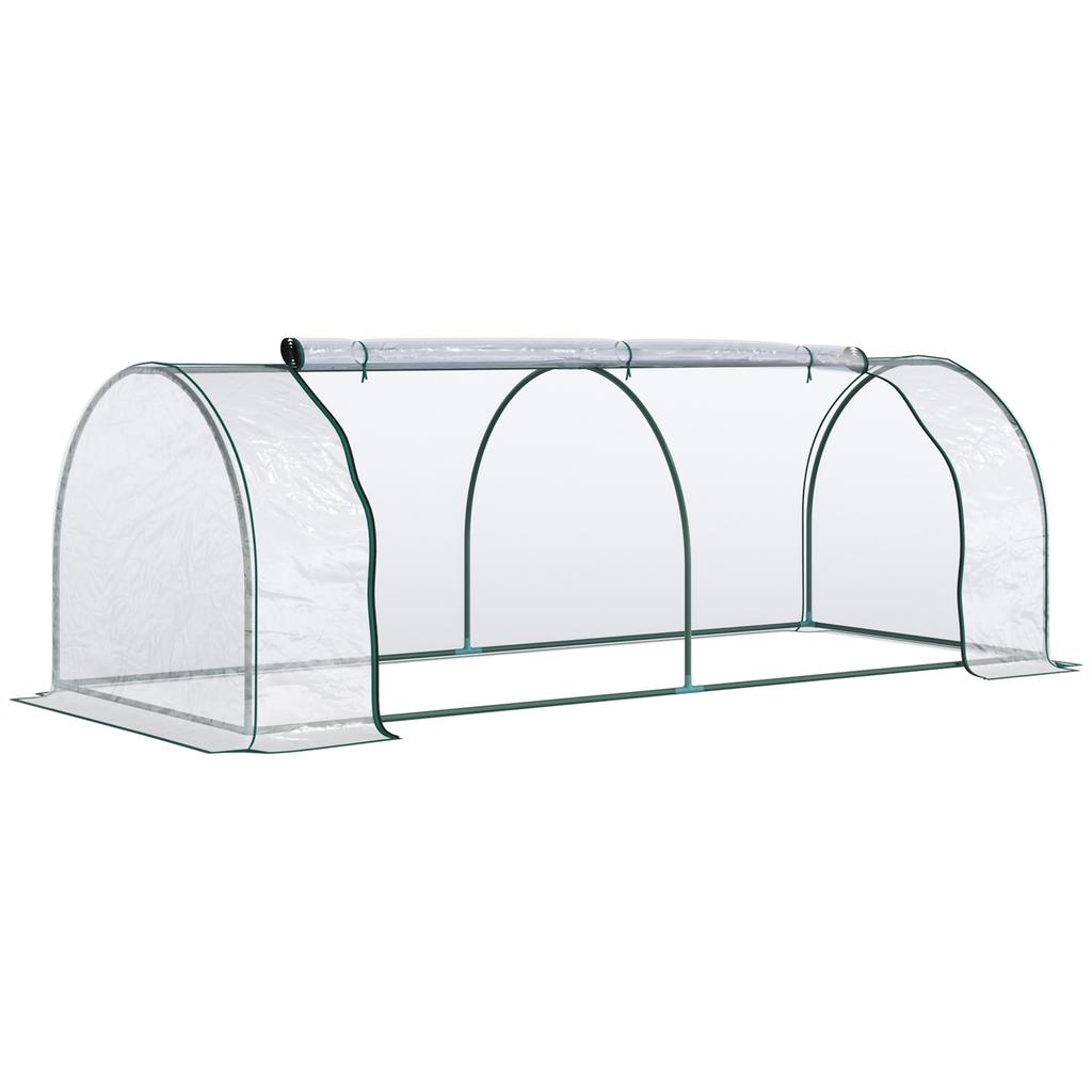 Greenhouse. Greenhouse with Door. Cold Frame. Plant House. Plant Propagation. Steel. Plastic. 250 X 100 X 80 Cm. Green