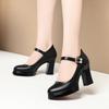 Waterproof table high heel thick heel round head summer work single shoes model training special cheongsam catwalk shoes
