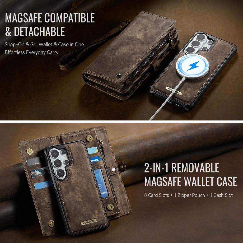 S26 S26Plus S26Ultra, Caseme-008 Multifunction Removeable Magnetic Card Bag Wallet Case for Samsung Galaxy S26 S26 Plus S26 Ultra