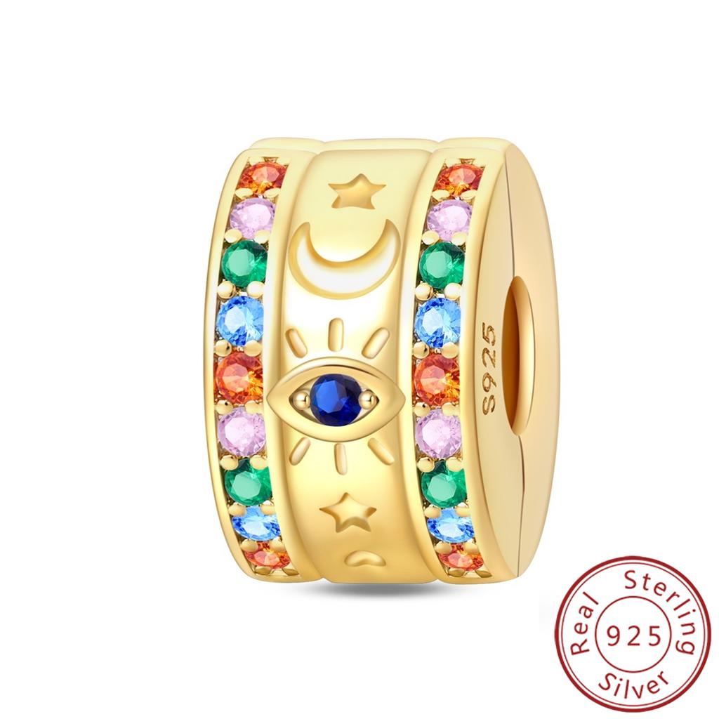 925 Silver Paw Prints Flowers Stars Moon Butterfly Safety Buckle Spacer Beads Fit Bracelets Necklace DIY Jewelry Gifts