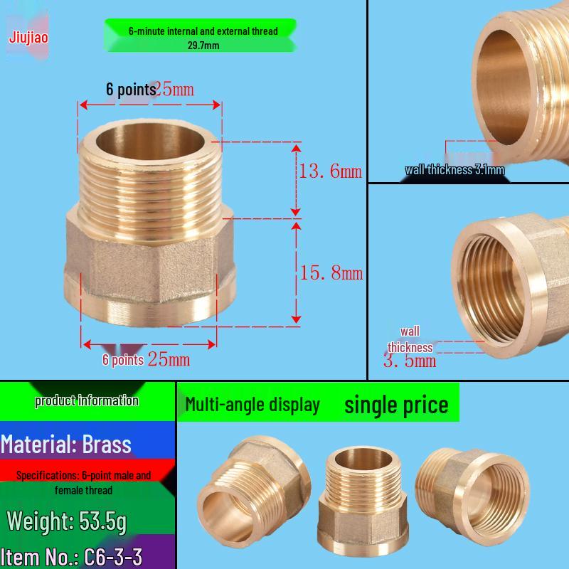 All-Copper Multi-Diameter Extension Connector: 1-6 Min, 1-Inch, Threaded for Water & Gas Pipes