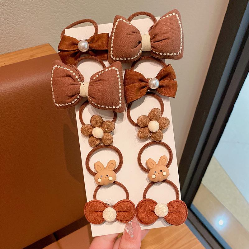High Elasticity Milk Coffee Hair Ties for Girls - No Damage, Autumn/Winter Hair Accessories