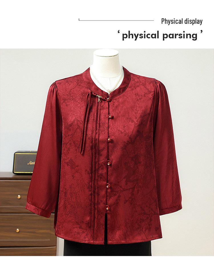 2026 Spring Elegant Seven-Sleeve Blouse for Middle-Aged & Elderly Women