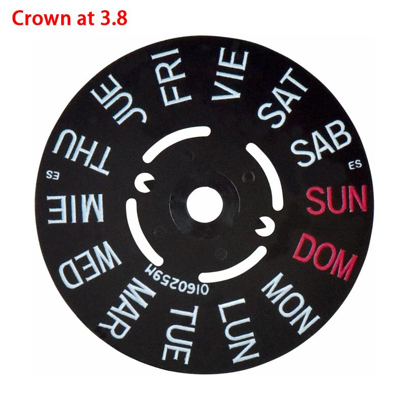 Black/White Date Week Wheel NH35 NH36 Movement Arabic Movement Dial Fits NH35 NH36 Automatic Movement Crown At 3.0 or 3.8 Oclock