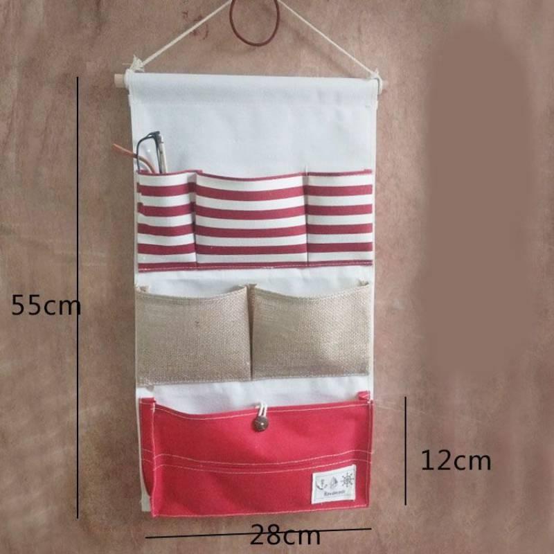 Multipocket Wallmounted Storage Bag Cotton Linen Home Decor Creative Art Fabric