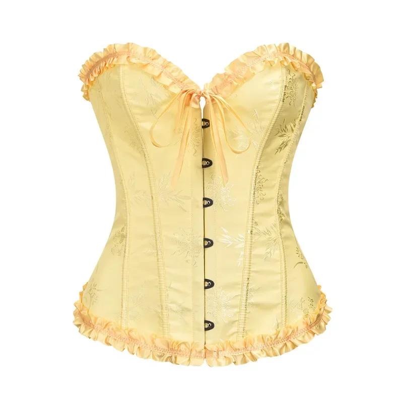 Corsetti e Bustier da Donna Top Moda Sexy Corselet Raso Overbust Broccato Vintage Taglie Forti