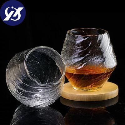 1/2pcs 400ml Japanese Hammered W Skey Glass Cup Heat-resistant Juice Liquor Wineglass