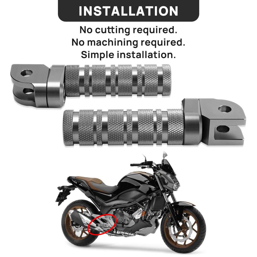 Motorcycle Front Pedal Footpegs in Silver Tone for Honda Non-Slip