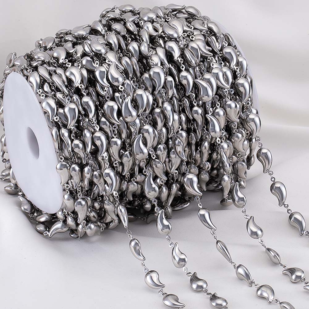 

1M Stainless Steel Punk Waterdrop Bead Chain DIY Jewelry Necklace Bracelet Personalized Comma Design Necklace Chains Components 1meter