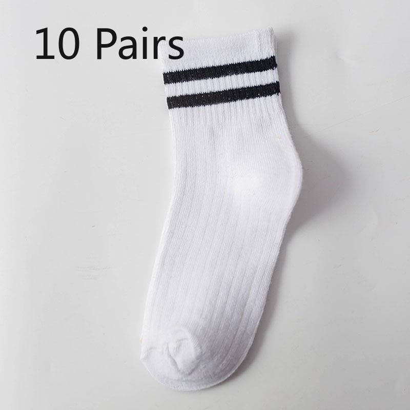 10 Pairs of Female Autumn and Winter Parallel Bars Sports College Wind Suction Sweat Breathable Tube Socks
