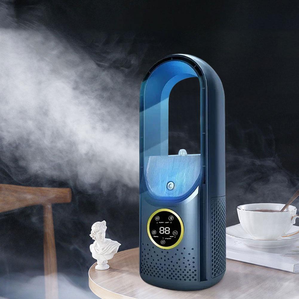 Portable Bladeless Fan with 6 Speeds & Mist Quiet Table Fan 6H Timer for Bedroom Living Room Office