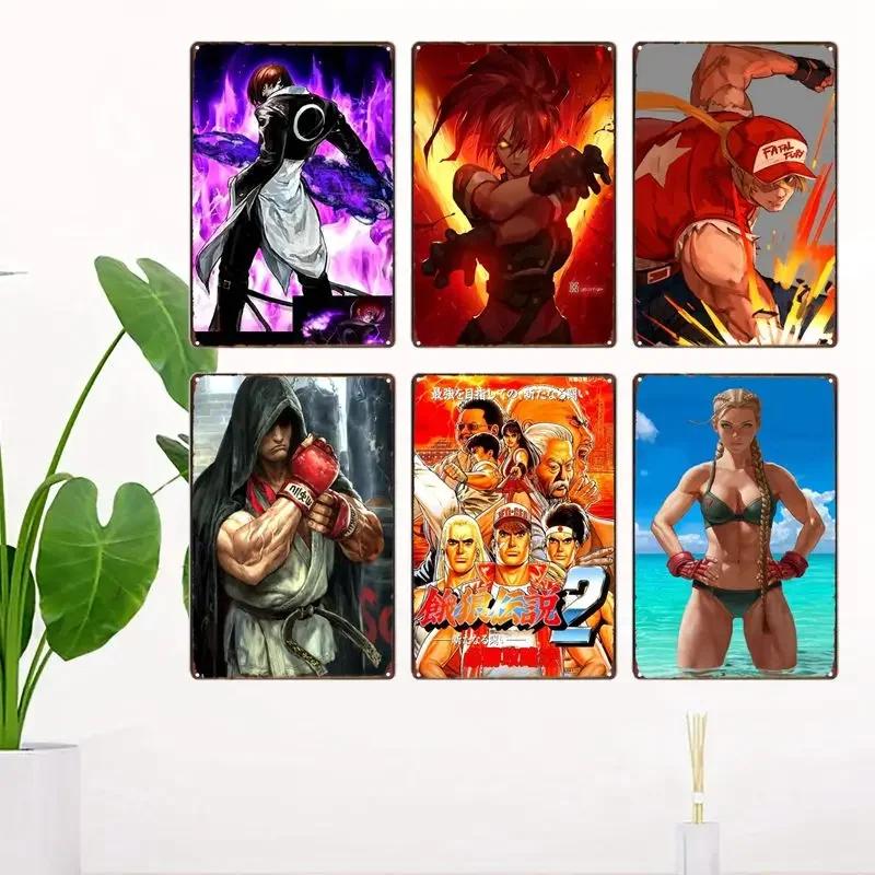 The King Of Fighters Anime Vintage Metal Sign, Wall Art Poster, Fighting Games, Retro Sign For Bar,Club,Man Cave,Home Wall Decor