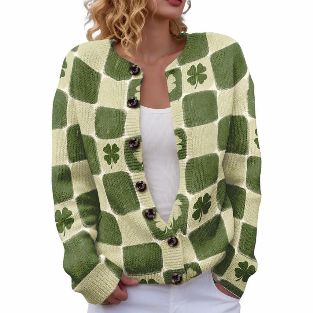 LXK-SPYK01 Sanpa crew neck cardigan new casual knitted sweater European and American jacket