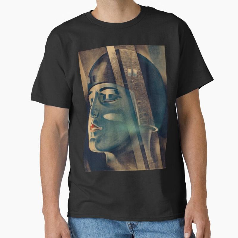 Retro sci fi Metropolis Poster Fritz Lang Movie germany cinema Short-sleeve crewneck T-shirt la