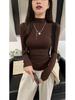 Slim Fit Half High Neck Long Sleeve White Top - Spicy Girl Spring/Autumn 2026 Collection