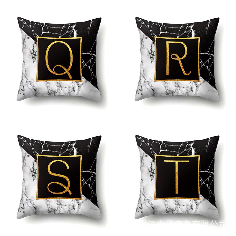 Marble Polyester Pillowcase Home Decoration Printing Pillowcase 26 English Letter Cushion Cover