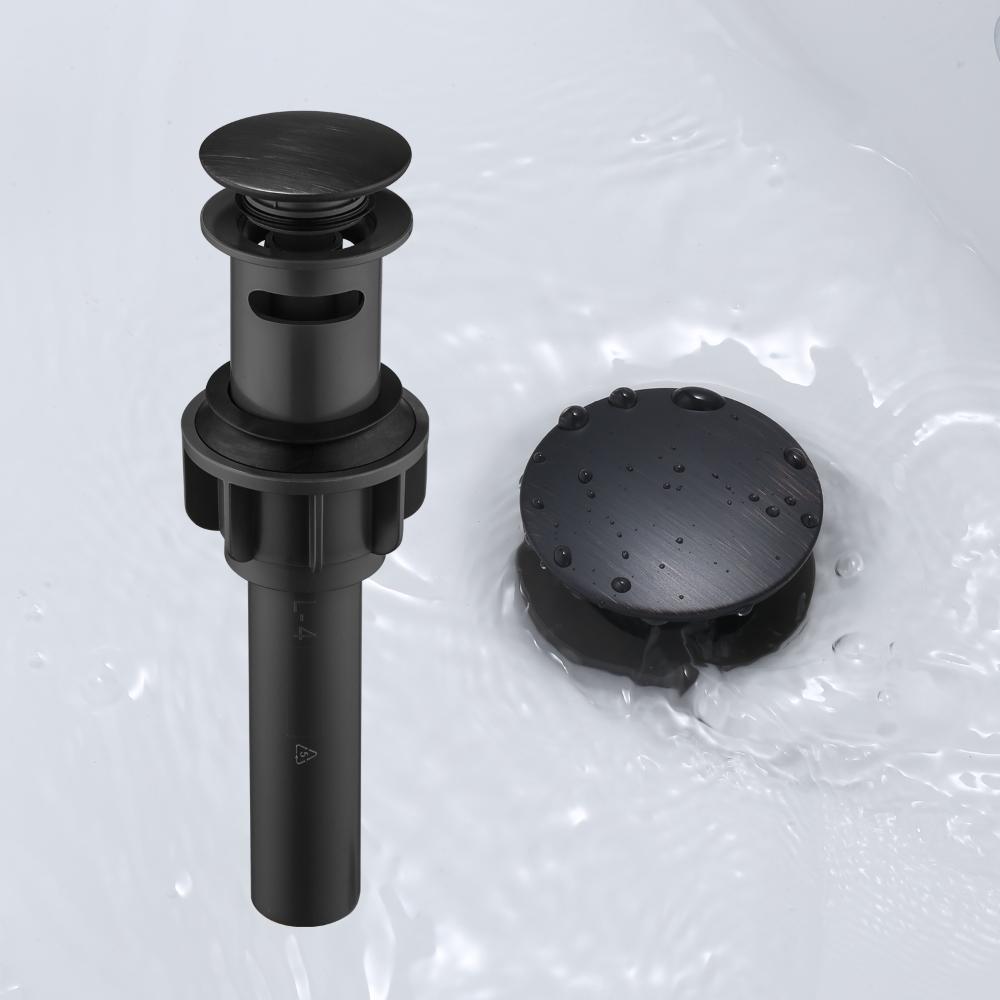 Bathroom Wash Basin Drainer Siphon, Oil Rubbed Bronze Vessel Sink Drain with Overflow, Pop up Bathroom Sink Stopper (as the picture,Silicone)