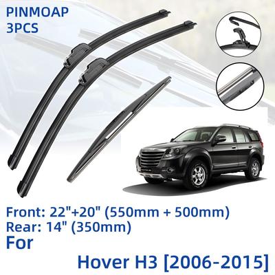 3PCS For Great Wall Hover H3 2006-2015 22" 20" 14" Front Rear Wiper Blades Windshield Windscreen Window Cutter Accessories 2011 2012 2013 2014 2015