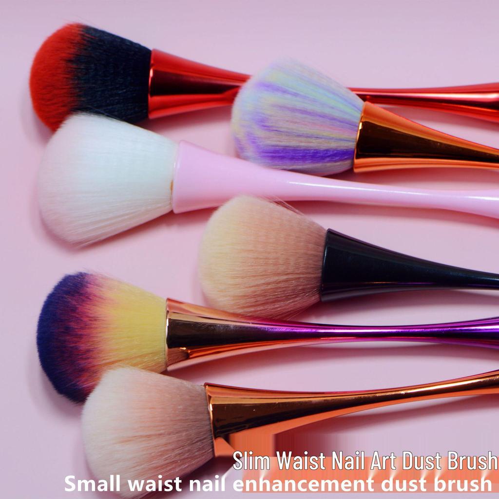 Nail Art Dust Removal Brush - Colorful Small Waist Design for Cleaning and Loose Powder Application