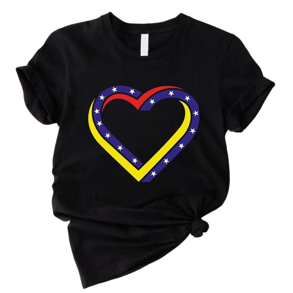 Cotton Shirt with Venezuelan Flag Printed on It Traditional South American Shirt 2026 Summer Fashion Women Cotton Loose Tshirt