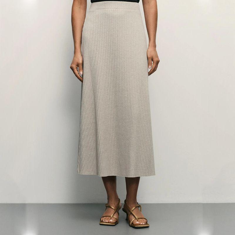 

Now Wearable Knitted Skirt Elastic Waist Mid-Length Skirt Grey L