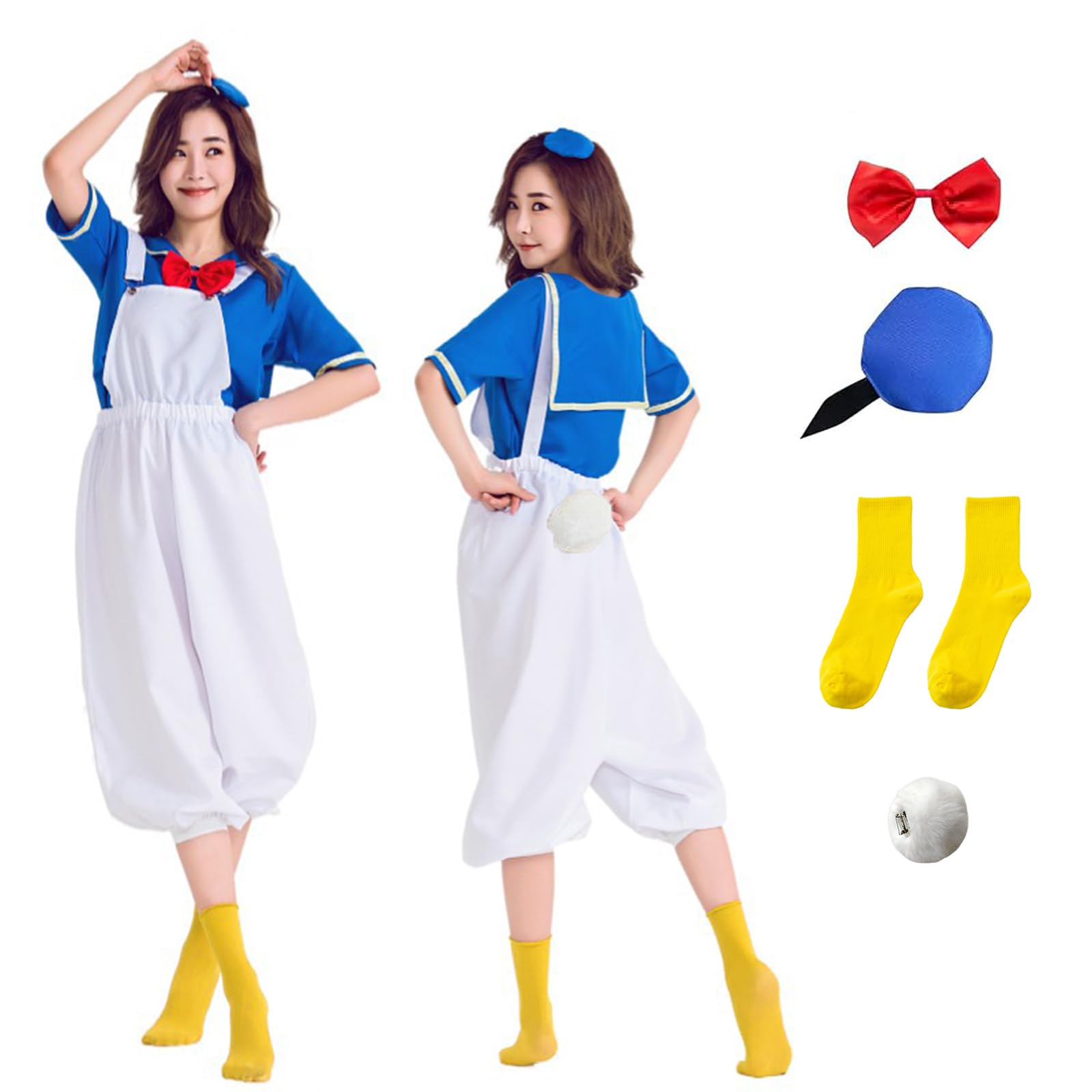 

iinoo Halloween Donald Duck Sailor Costume for Adults, Women s, Unisex, Plus Sizes Available [6-Piece Set] (M)