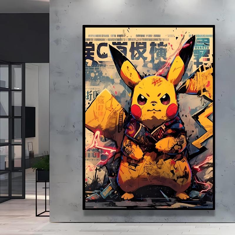 Canvas Poster Pokemon Pikachu Cartoon Picture Lasting Colors Children Gifts Classic Home Living Room Walls Decorative Painting
