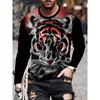 Black And White Lion Print Long Sleeve T-shirt Spring/Autumn Men's Daily Casual Long Sleeve Top Street Fashion Long Sleeve Top