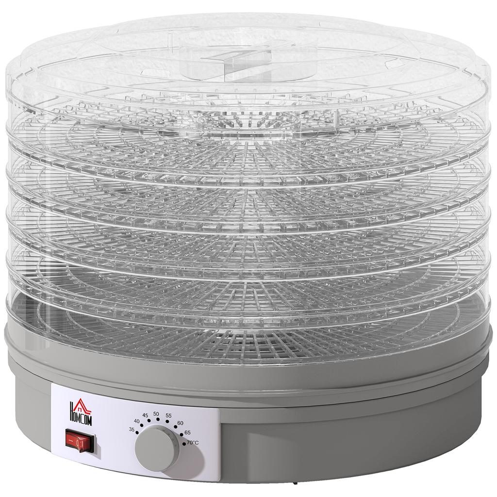 5-tier Food Dehydrator, 245W Dehydrator with Adjustable Temperature Control, Grey