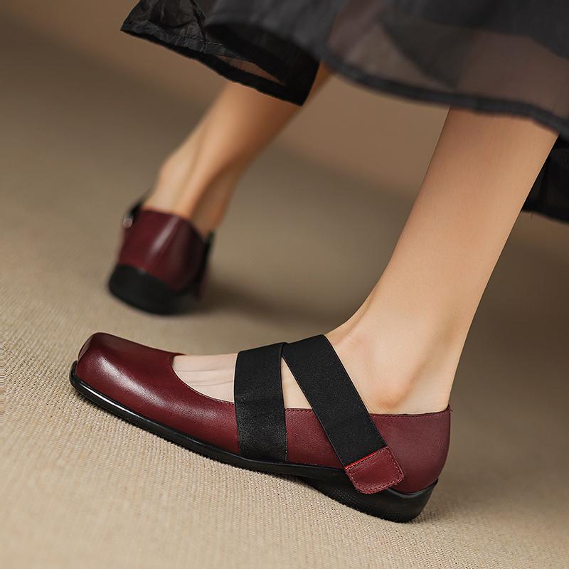 Fashion 2025 New Fashion Women Pumps Shoes Low-heel Retro Genuine Leather Party Mary Jane Autumn Square Toe Shoes Dress Heels Women