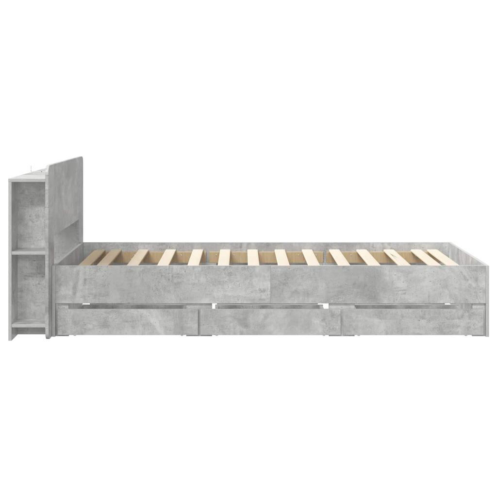 Bed Frame with Storage Space Concrete Grey 80 x 200 cm Wood Based Material