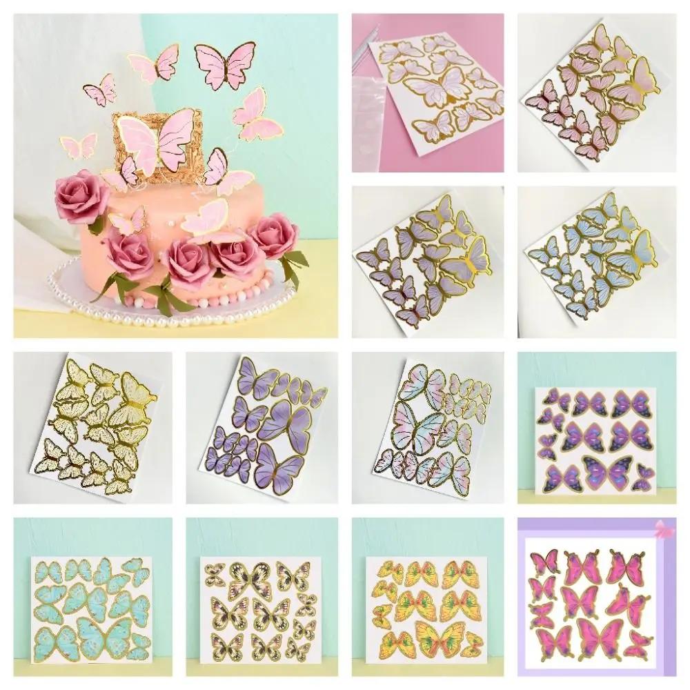 1Sheet Happy Birthday Sequins Butterfly Cake Topper Cake Decoration Simulation Butterflies Wedding Cake Decorating Supplies