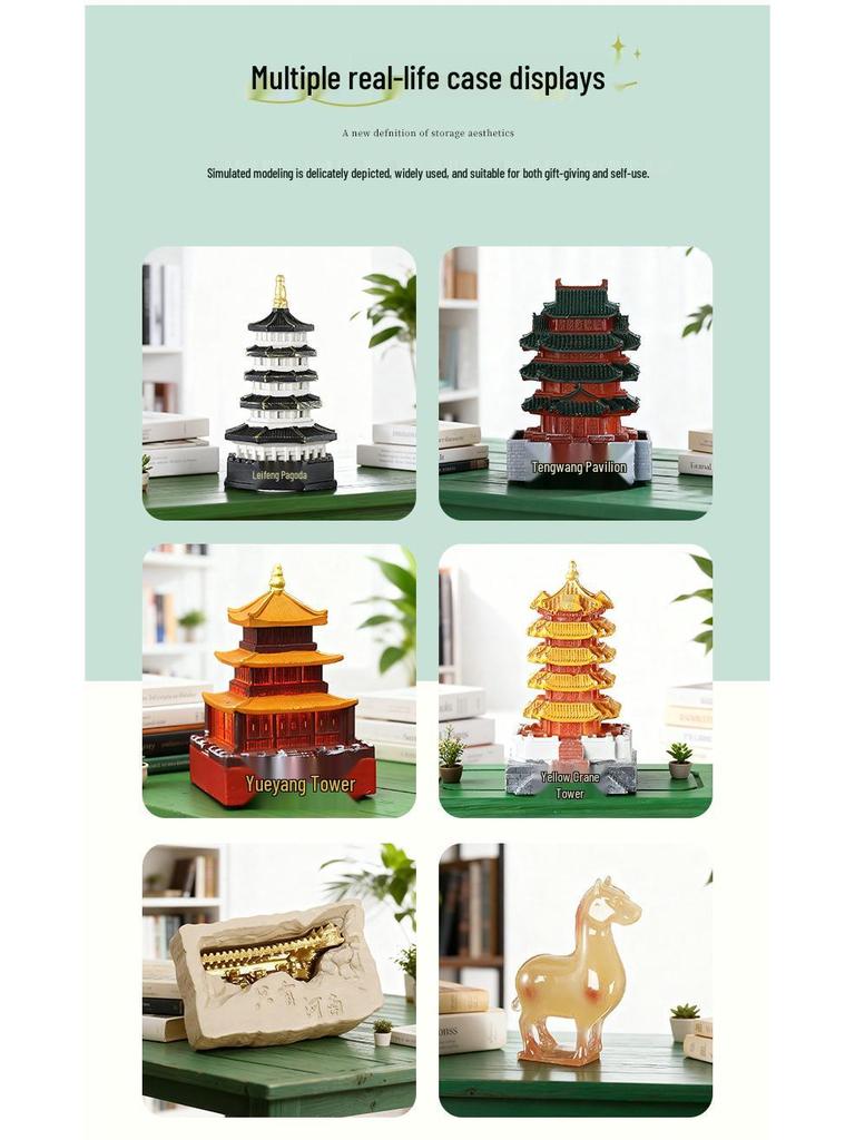 Tengwang-Pavillon 3D Leuchtender Harzmagnet - Chinesisches Antikes Architektur Souvenir.