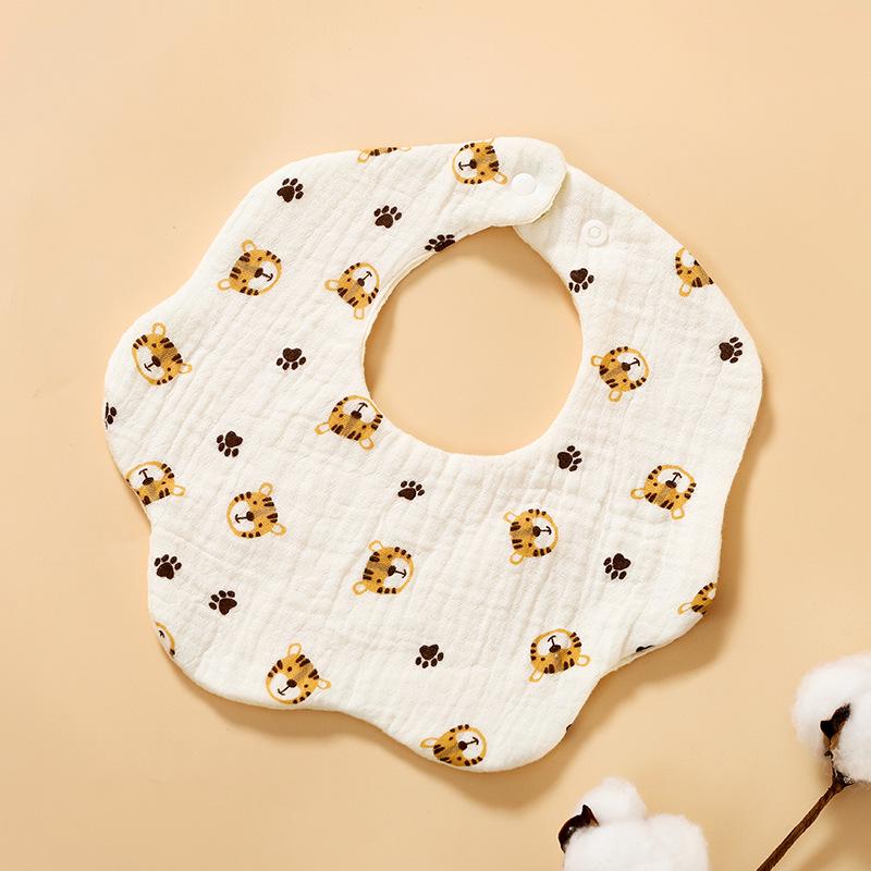 6-Layer Cotton Gauze Petal Baby Bib - 360° Newborn Anti-Spit-Up Towel for Summer