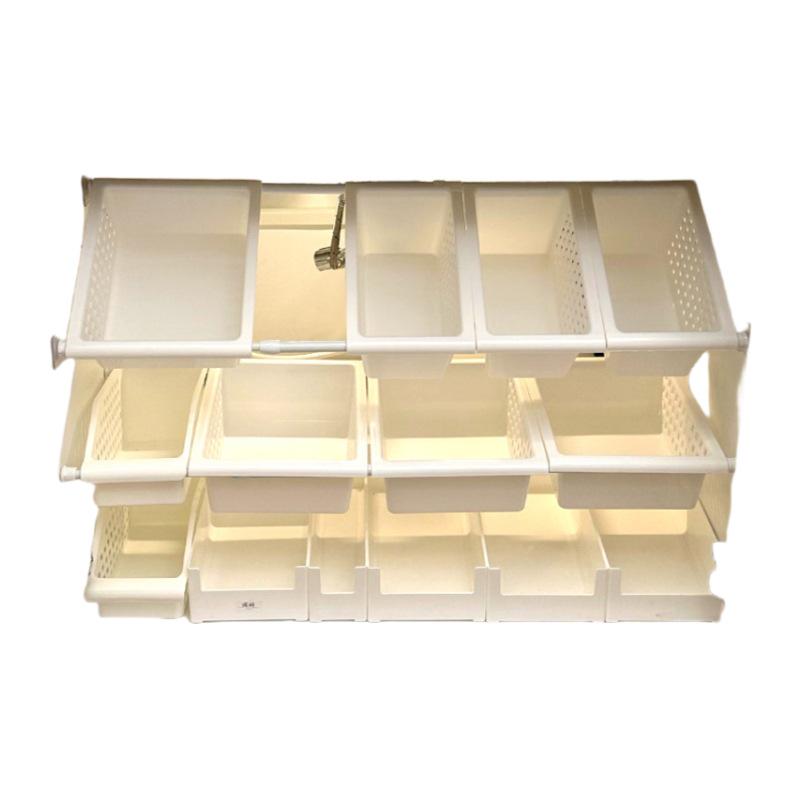 Japanese-Style Under-Sink Cabinet with Compartments and Telescopic Rod