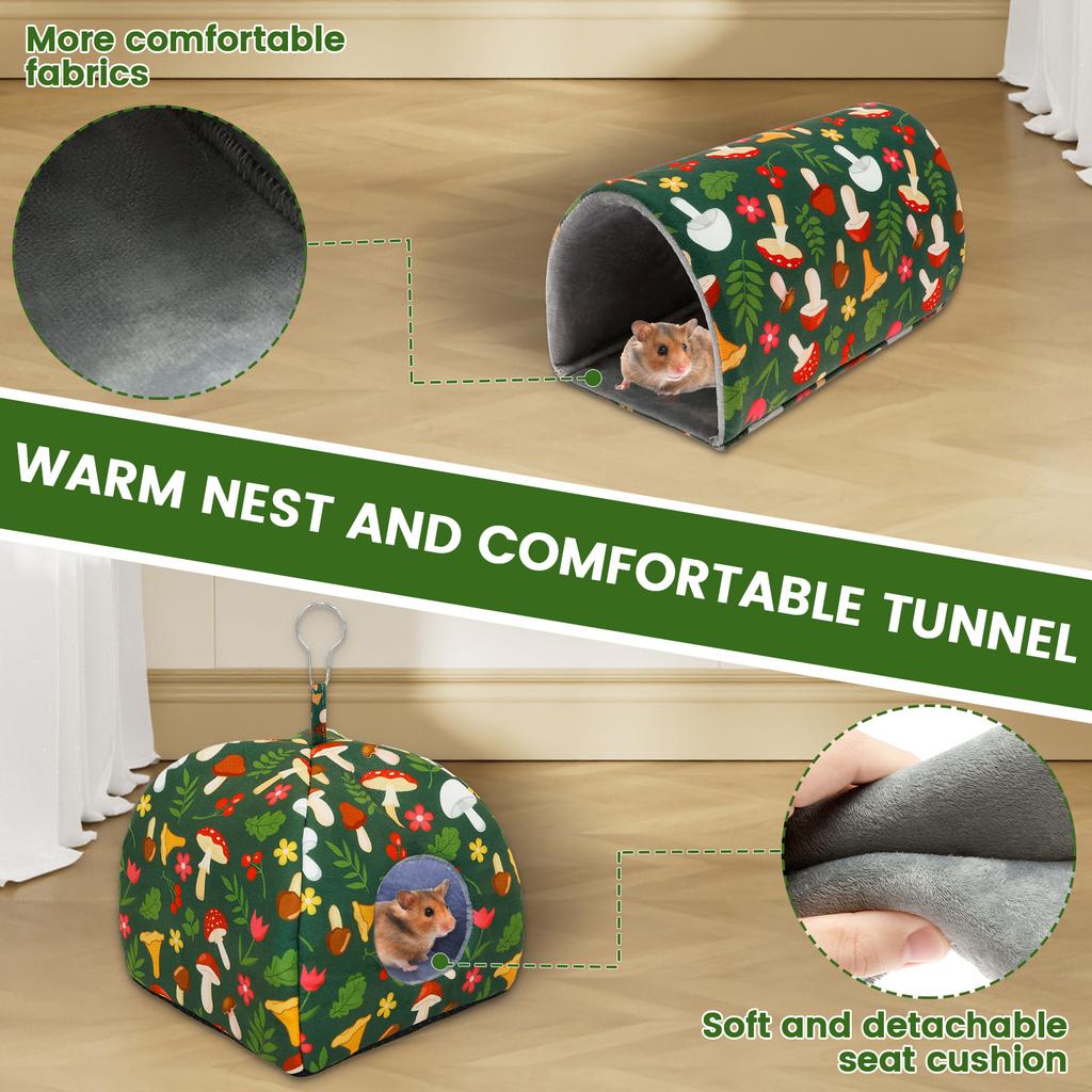 2 Stück Meerschweinchenhaus Polyester Niedlicher Cartoon Hase Eichhörnchen Mini Käfig Kleintier Spielzeug Haustier Schlafbett Hamster Tunnel Weiche Matte