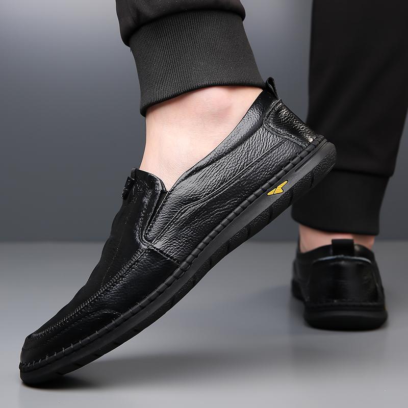 Mens Leather Loafers Breathable Outdoor Slip on Casual Shoes for Male Work Office Driving Sneakers Non Slip Walking Flats