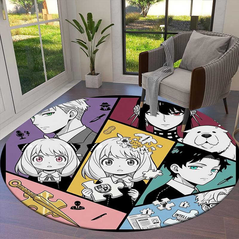 Spy Family Round Area Rug Carpet Rug For Living Room Bedroom Sofa Playroom Decor Nonslip Floor Mat