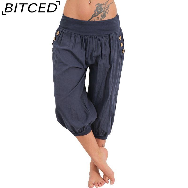 BITCED Summer Women Cool Trousers Casual Loose Wide Leg Plus Size Pants Comfortable Leisure Pants
