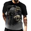 European and American Popular New Horror Skull Digital Printed T-shirt with Retro Street Style Men's T-shirt Pattern