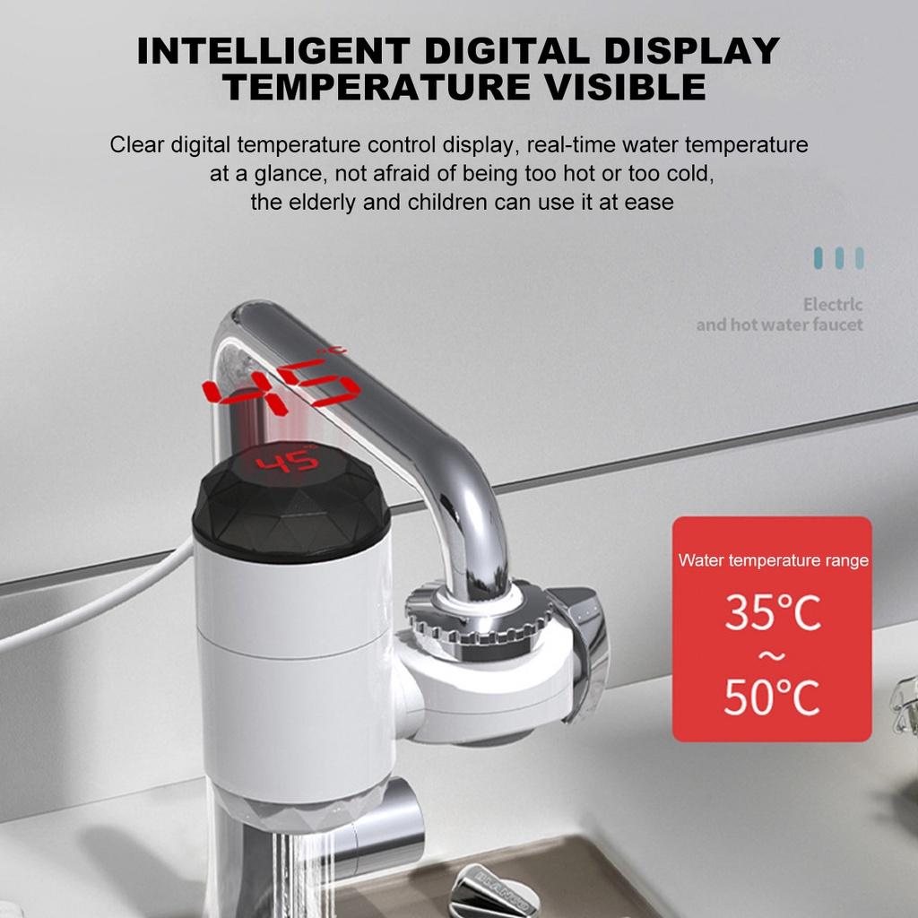 AC 220V Electric Hot Faucet Water Heater Kitchen Cold Heating Faucet Tankless Digital Instantaneou Water Tap With Adapter