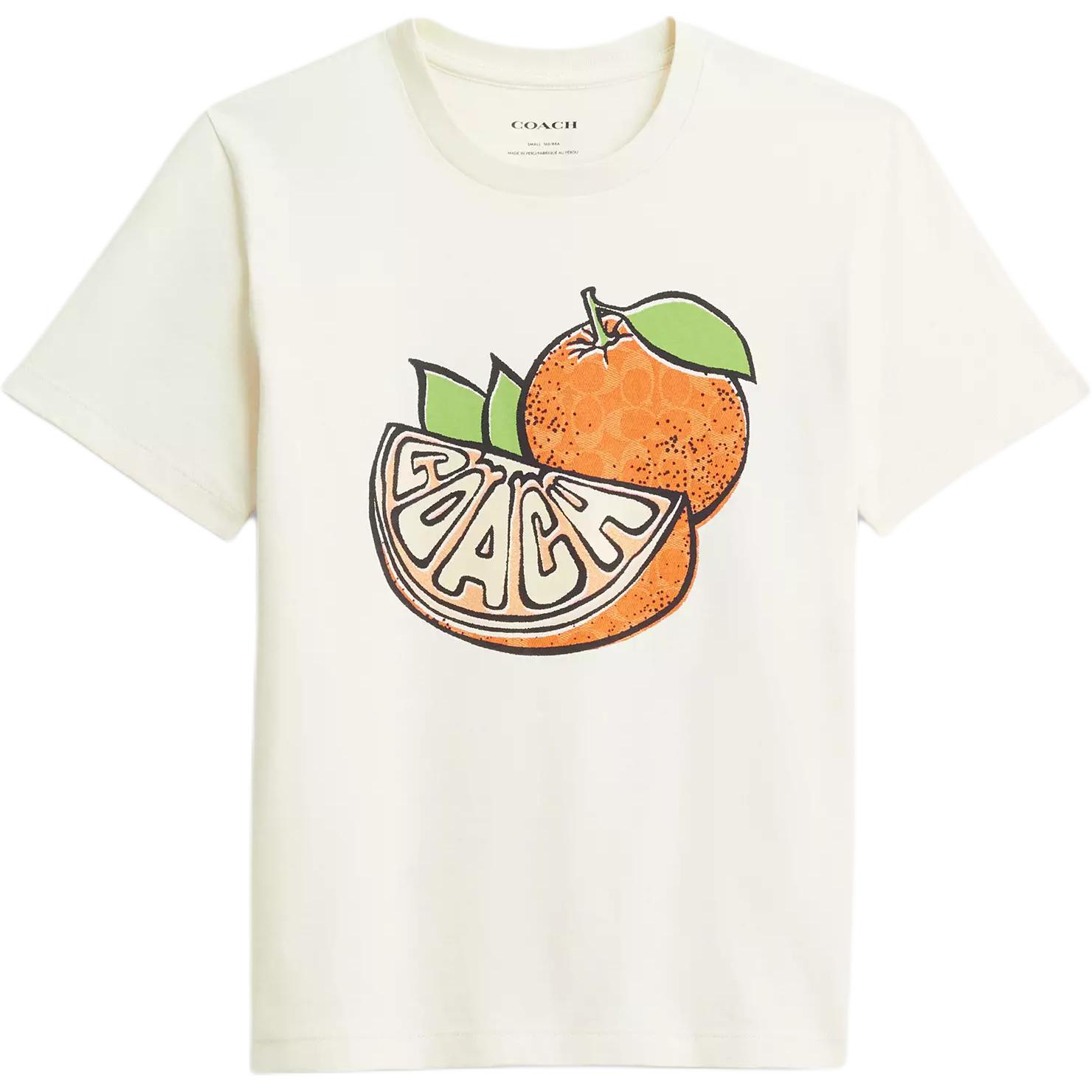 

Coach Patterned Crew Neck Pullover Regular T-Shirt Women tops White CAH71-WHT S