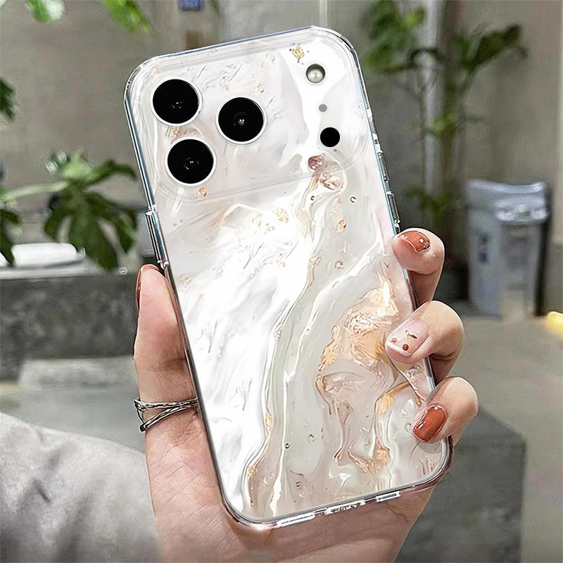 Gilding Marble Pattern Case For iPhone 17 Pro Max Coque iPhone 16 15 14 13 12 Pro Max 11 Clear TPU Silicone Soft Cover