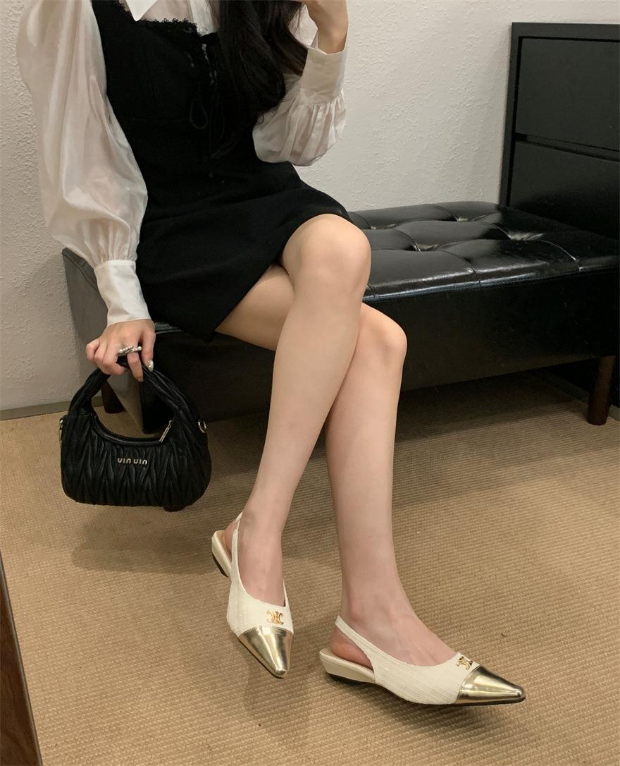 

High heel square head small fragrant wind black gold single shoes women s shoes spring 2025 new temperament French style with skirt ladyshoes 39