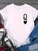 Q&Heart Printed Round Neck T-shirt for Spring/summer Short Sleeved Top and Women's Clothing