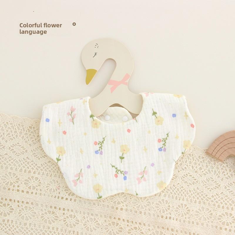 Baby Bib Baby Six-layer Gauze Saliva Towel Petal Bib Newborn Rotatable Saliva Towel Baby Bib