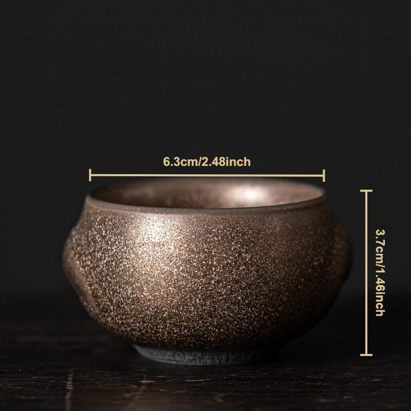 Japanese Gilded Teacup Ceramic Chinese Kung Fu Teaware Set Small Master Cup Retro Stoneware Mug Household Drinkware Tea Ceremony