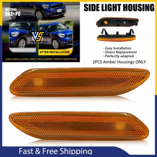 2PC LED Side Marker Housing-Amber Light Turn For Mini Cooper Countryman R60 R61