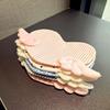 Sweet Angel Wing Heart Coaster Girly Aesthetic Plaid Anti-Scald Table Pad for Coffee Shop Desktop 1Pcs